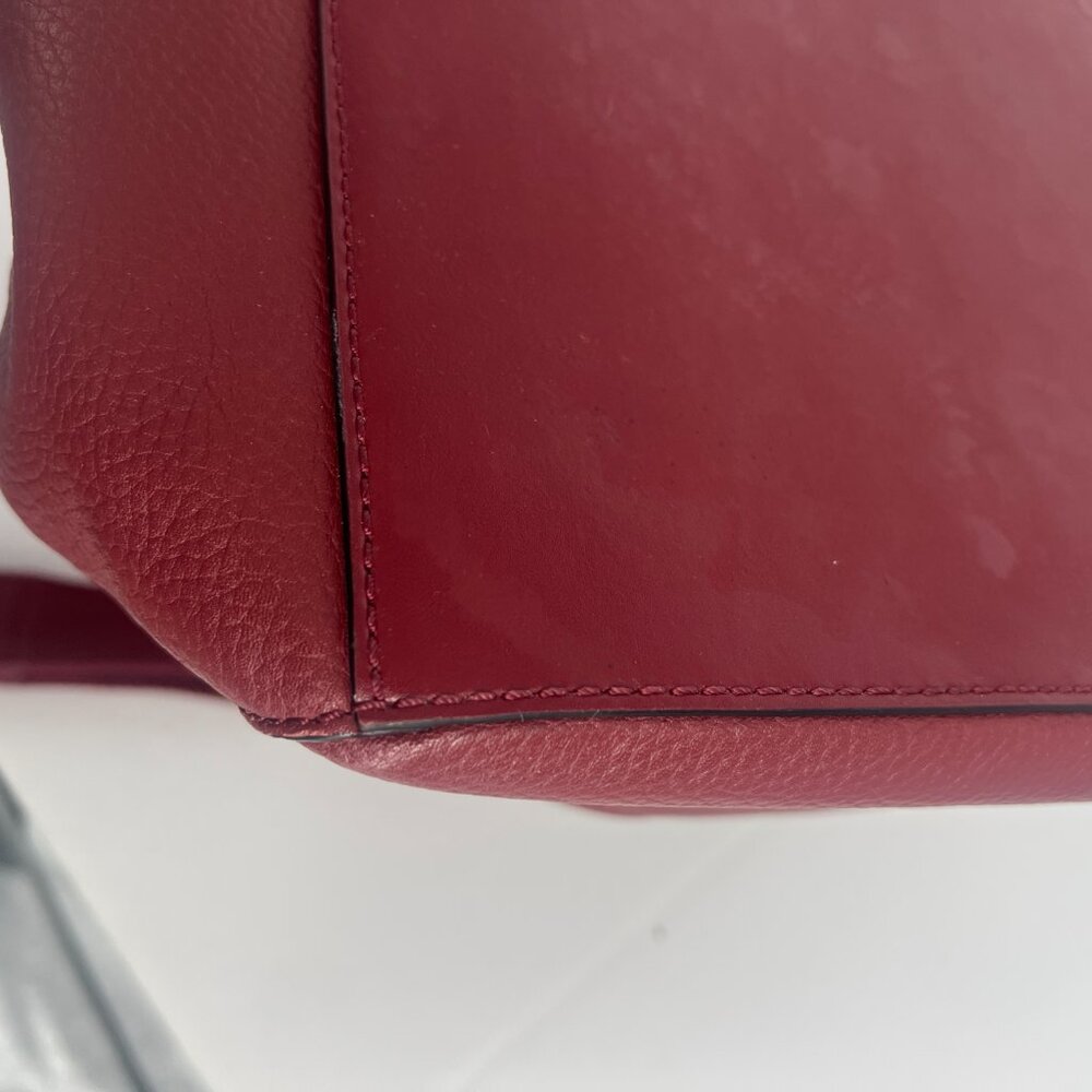 Kate Spade Filipa Pebbled Leather Duffle Overnight Weekend Bag Burgundy - Picture 10 of 17